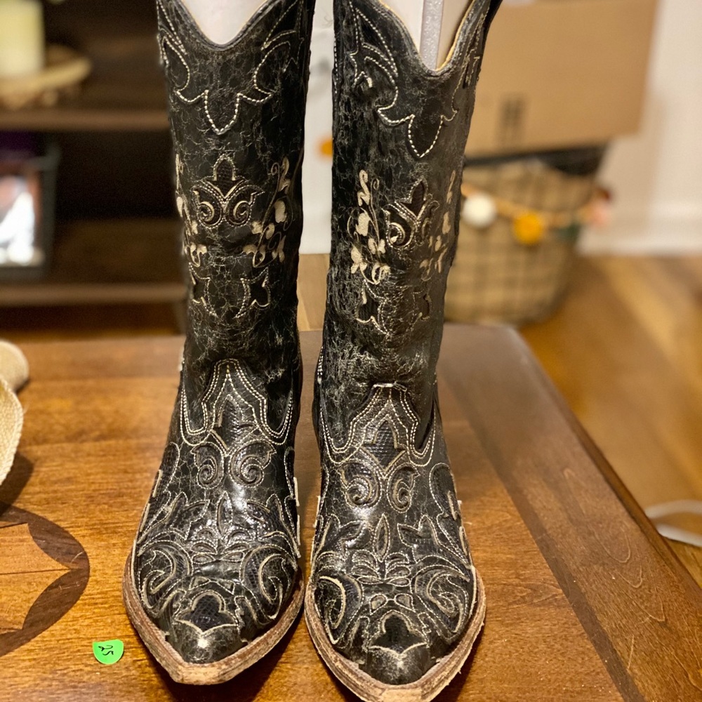 Corral C2108 Black Vintage Lizard Skin Boots 8.5M